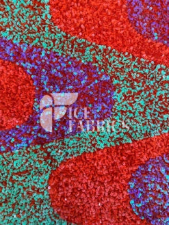 Wavy Neon Orange Green Purple Iridescent On Orange Stretch Velvet Sequin Fabric -Luxtex Store WavySequinStretchVelvetFabricbyTheYard NeonOrangeGreenPurpleIridescentonOrangeVelvetforApparel Costume Decor3