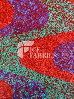 Wavy Neon Orange Green Purple Iridescent On Orange Stretch Velvet Sequin Fabric -Luxtex Store WavySequinStretchVelvetFabricbyTheYard NeonOrangeGreenPurpleIridescentonOrangeVelvetforApparel Costume Decor5