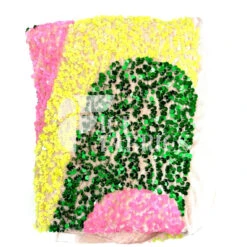 Wavy Pink Green Yellow On Champagne Stretch Velvet Sequin Fabric -Luxtex Store WavySequinStretchVelvetFabricbyTheYard PinkGreenYellowonChampagneVelvetforApparel Costume Decor1