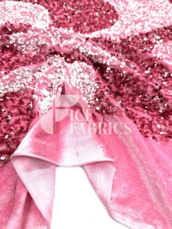 Wavy Pink White On Pink Stretch Velvet Sequin Fabric -Luxtex Store WavySequinStretchVelvetFabricbyTheYard PinkWhiteVelvetonPinkVelvetforApparel Costume Decor1