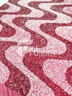 Wavy Pink White On Pink Stretch Velvet Sequin Fabric -Luxtex Store WavySequinStretchVelvetFabricbyTheYard PinkWhiteVelvetonPinkVelvetforApparel Costume Decor2