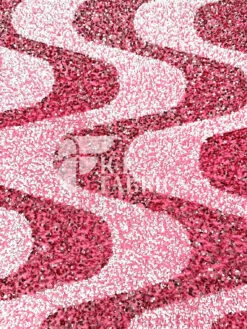 Wavy Pink White On Pink Stretch Velvet Sequin Fabric -Luxtex Store WavySequinStretchVelvetFabricbyTheYard PinkWhiteVelvetonPinkVelvetforApparel Costume Decor3