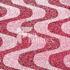 Wavy Pink White On Pink Stretch Velvet Sequin Fabric