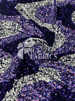 Wavy Purple White On Lavender Stretch Velvet Sequin Fabric -Luxtex Store WavySequinStretchVelvetFabricbyTheYard PurpleWhiteLavenderVelvetforApparel Costume Decor1