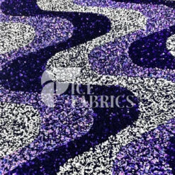 Wavy Purple White On Lavender Stretch Velvet Sequin Fabric -Luxtex Store WavySequinStretchVelvetFabricbyTheYard PurpleWhiteLavenderVelvetforApparel Costume Decor4