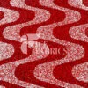 Wavy Red White On Red Stretch Velvet Sequin Fabric