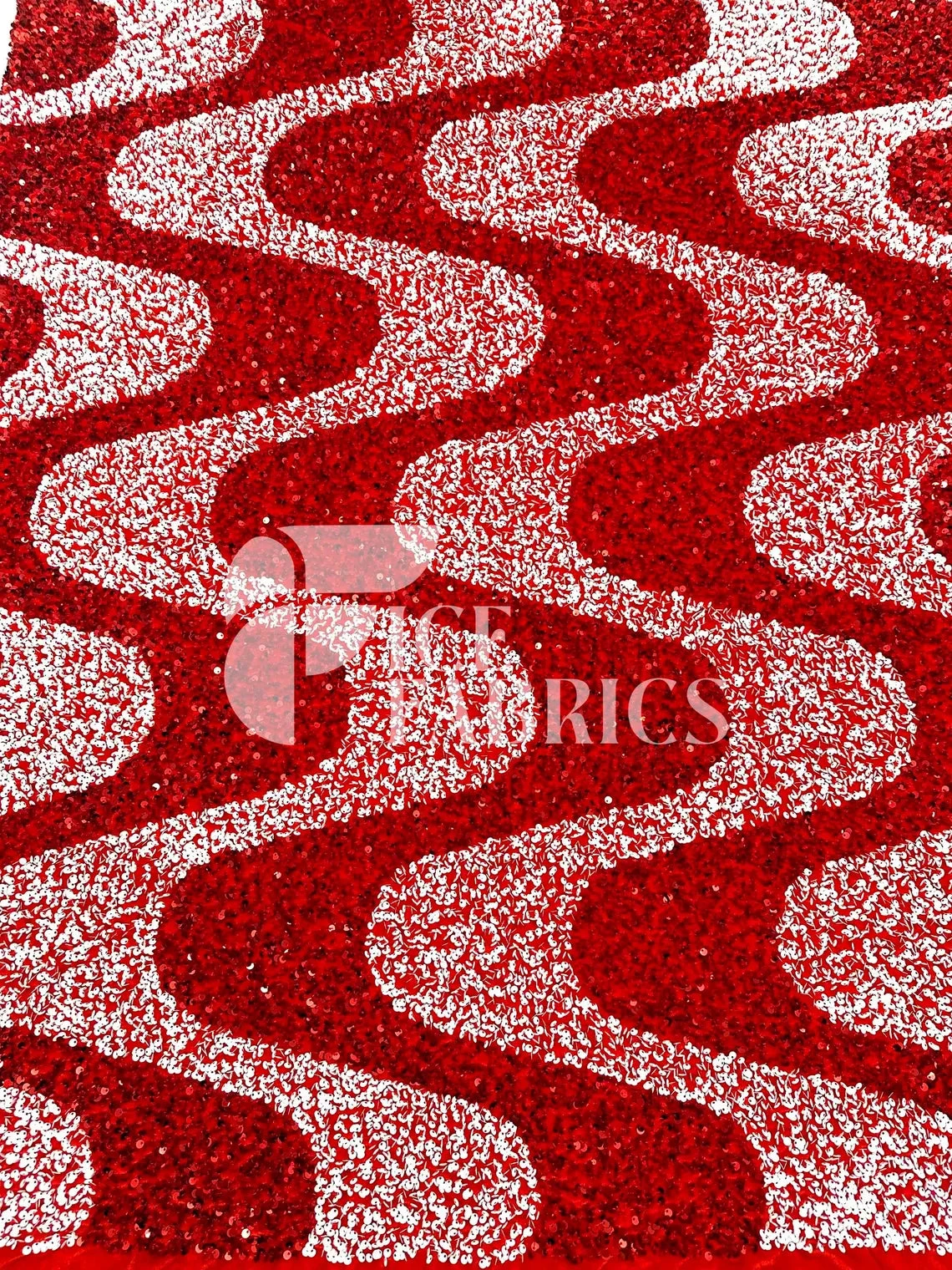 Wavy Red White On Red Stretch Velvet Sequin Fabric 3 Wavy Red White On Red Stretch Velvet Sequin Fabric
