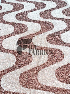 Wavy Rose Gold White On Rose Gold Stretch Velvet Sequin Fabric -Luxtex Store WavySequinStretchVelvetFabricbyTheYard RoseGoldWhiteonRoseGoldVelvetforApparel Costume Decor2