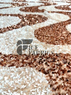 Wavy Rose Gold White On Rose Gold Stretch Velvet Sequin Fabric -Luxtex Store WavySequinStretchVelvetFabricbyTheYard RoseGoldWhiteonRoseGoldVelvetforApparel Costume Decor6