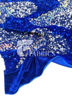Wavy Royal Silver Iridescent On Blue Stretch Velvet Sequin Fabric -Luxtex Store WavySequinStretchVelvetFabricbyTheYard RoyalSilverIridescentonBlueVelvetforApparel Costume Decor3