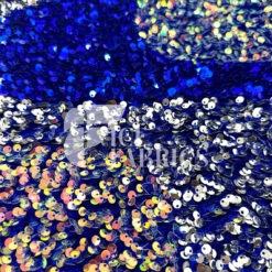 Wavy Royal Silver Iridescent On Blue Stretch Velvet Sequin Fabric -Luxtex Store WavySequinStretchVelvetFabricbyTheYard RoyalSilverIridescentonBlueVelvetforApparel Costume Decor4