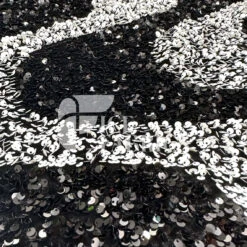 Wavy White Black On Black Stretch Velvet Sequin Fabric -Luxtex Store WavySequinStretchVelvetFabricbyTheYard WhiteBlackonBlackVelvetforApparel Costume Decor3