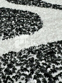 Wavy White Black On White Stretch Velvet Sequin Fabric -Luxtex Store WavySequinStretchVelvetFabricbyTheYard WhiteBlackonWhiteVelvetforApparel Costume Decor1