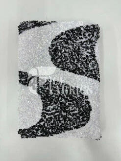 Wavy White Black On White Stretch Velvet Sequin Fabric -Luxtex Store WavySequinStretchVelvetFabricbyTheYard WhiteBlackonWhiteVelvetforApparel Costume Decor2