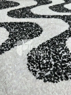 Wavy White Black On White Stretch Velvet Sequin Fabric -Luxtex Store WavySequinStretchVelvetFabricbyTheYard WhiteBlackonWhiteVelvetforApparel Costume Decor5