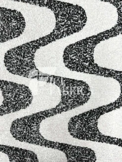 Wavy White Black On White Stretch Velvet Sequin Fabric