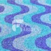 Wavy Baby Blue Lavender Iridescent On Blue Stretch Velvet Sequin Fabric