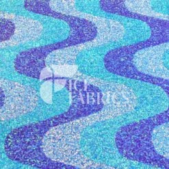 Wavy Baby Blue Lavender Iridescent On Blue Stretch Velvet Sequin Fabric