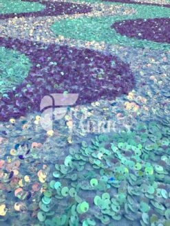 Wavy Baby Blue Lavender Iridescent On Blue Stretch Velvet Sequin Fabric -Luxtex Store WavySequinStretchVelvetFabricbyTheYard WideBabyBlueLavenderIridescentonBlueVelvetforApparel Costume Decor6