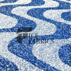 Wavy Baby Blue White On Blue Stretch Velvet Sequin Fabric -Luxtex Store WavySequinStretchVelvetFabricbyTheYard WideBabyBlueWhiteonBlueVelvetforApparel Costume Decor3