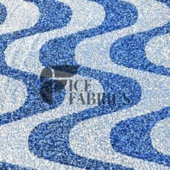 Wavy Baby Blue White On Blue Stretch Velvet Sequin Fabric