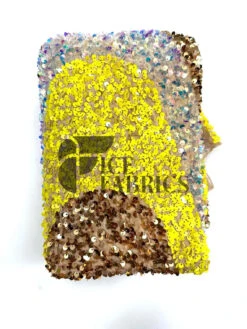 Wavy Champagne Yellow Iridescent On Champagne Stretch Velvet Sequin Fabric -Luxtex Store WavySequinStretchVelvetFabricbyTheYard WideChampagneYellowIridescentonChampagneVelvetforApparel Costume Decor1