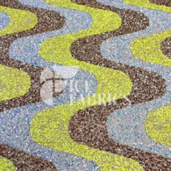 Wavy Champagne Yellow Iridescent On Champagne Stretch Velvet Sequin Fabric