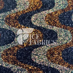 Wavy Gold Black Iridescent On Black Stretch Velvet Sequin Fabric