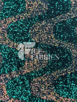 Wavy Stretch Velvet Sequin Fabric -Luxtex Store WavySequinStretchVelvetFabricbyTheYard WideHunterGreenIridescentOrangeonGreenVelvetforApparel Costume Decor1 1
