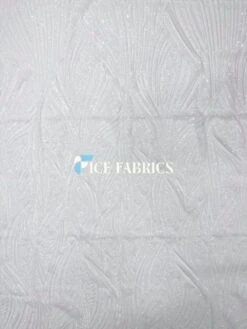 White Stretch Sequin Fabric On Mesh