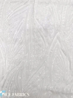 White Stretch Sequin Fabric On Mesh -Luxtex Store WhiteDamaskStretchSequinFabricOnMesh4