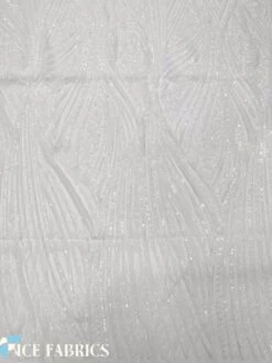 White Stretch Sequin Fabric On Mesh -Luxtex Store WhiteDamaskStretchSequinFabricOnMesh5
