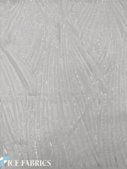 White Stretch Sequin Fabric On Mesh -Luxtex Store WhiteDamaskStretchSequinFabricOnMesh6