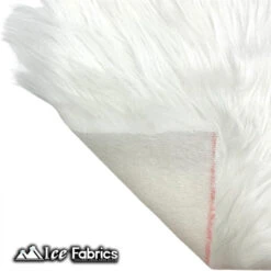 White IceFabrics Square Shaggy Long Pile Faux Fur Fabric -Luxtex Store WhiteIceFabricsSquareShaggyLongPileFauxFurFabric 3