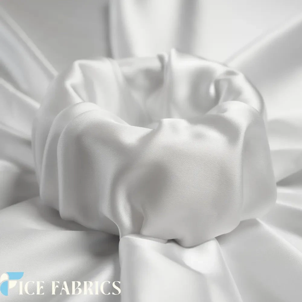 White Luxury Silk Stretch Satin Fabric 4 White Luxury Silk Stretch Satin Fabric - Image 2