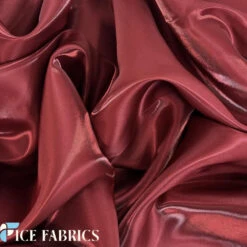 Wine Red Reflective Liquid Crystal Silky Satin Fabric -Luxtex Store WineRedReflectiveLiquidThickSilkySatinCrystal3