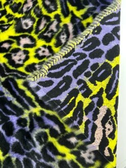 Yellow Blue Leopard Short Pile Faux Fur Fabric By The Yard -Luxtex Store Yellow Blue 11