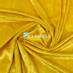 Yellow Stretch Crushed Velvet Fabric By The Roll