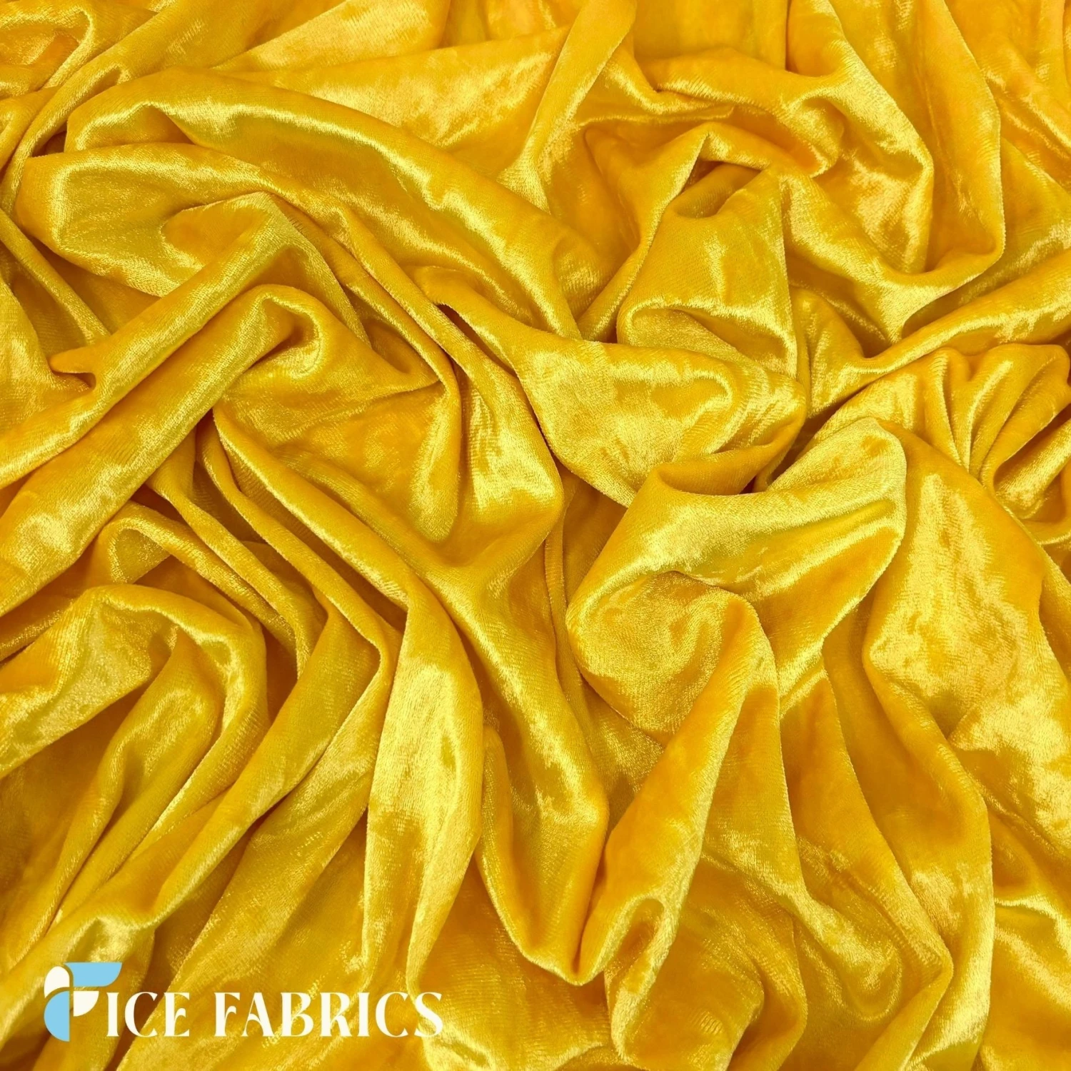Yellow Stretch Crushed Velvet Fabric By The Roll 4 Yellow Stretch Crushed Velvet Fabric By The Roll - Image 2