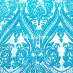 Aqua, Turquoise Geometric Sequin Fabric _ Embroidered 4 Way Stretch Mesh -Luxtex Store aqua turquoise geometric sequin fabric embroidered 4 way stretch mesh 806003