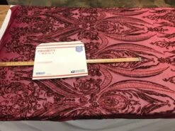 Arabic Designed Burgundy Embroidered 4 Way Stretch Sequin Fabric Sold By The Yard 12 Arabic Designed Burgundy Embroidered 4 Way Stretch Sequin Fabric Sold By The Yard -Luxtex Store arabic designed burgundy embroidered 4 way stretch sequin fabric sold by the yard 106483