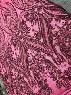 Arabic Designed Burgundy Embroidered 4 Way Stretch Sequin Fabric Sold By The Yard 14 Arabic Designed Burgundy Embroidered 4 Way Stretch Sequin Fabric Sold By The Yard -Luxtex Store arabic designed burgundy embroidered 4 way stretch sequin fabric sold by the yard 881423