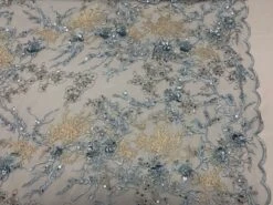 Baby Blue And Ivory Sequin Floral Bridal Fabric/ Beaded Fabric/ 3D Lace Fabric -Luxtex Store baby blue and ivory sequin floral bridal fabric beaded fabric 3d lace fabric 973778