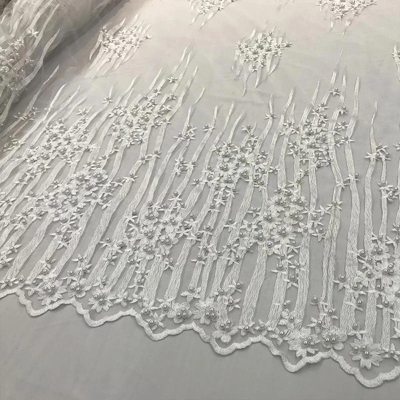 Beaded Embroidered Floral Mesh Dress Lace Fabric By Yard 19 Beaded Embroidered Floral Mesh Dress Lace Fabric By Yard - Image 17