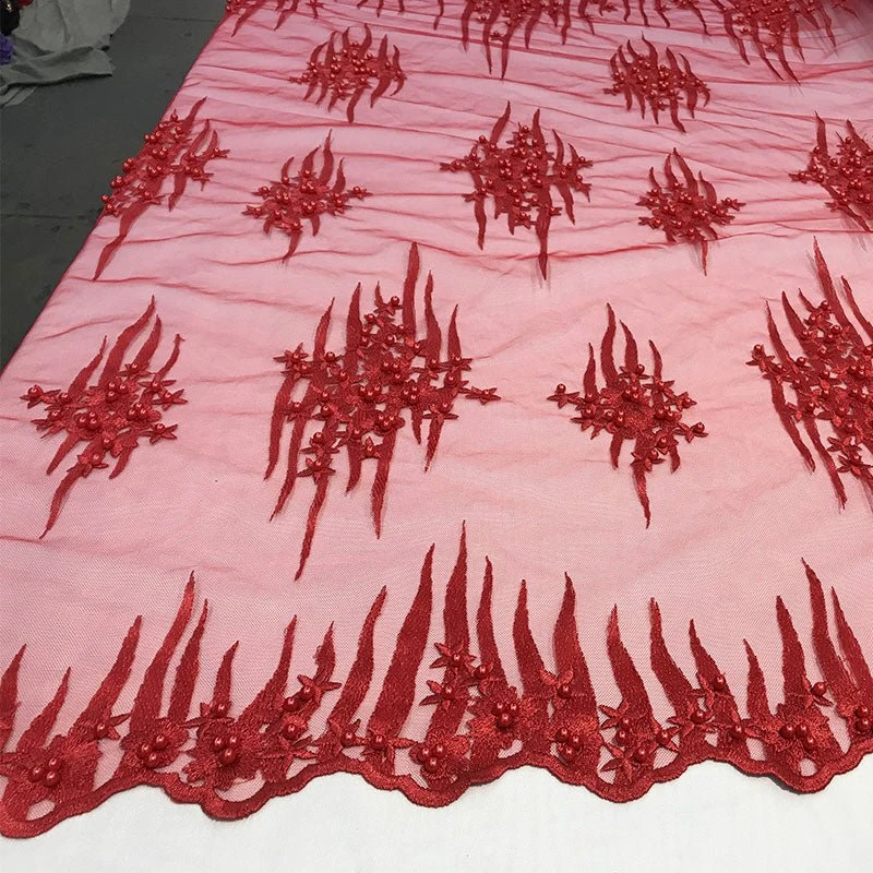 Beaded Embroidered Floral Mesh Dress Lace Fabric By Yard 6 Beaded Embroidered Floral Mesh Dress Lace Fabric By Yard - Image 4