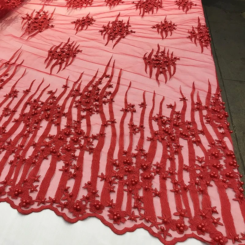 Beaded Embroidered Floral Mesh Dress Lace Fabric By Yard 11 Beaded Embroidered Floral Mesh Dress Lace Fabric By Yard - Image 9