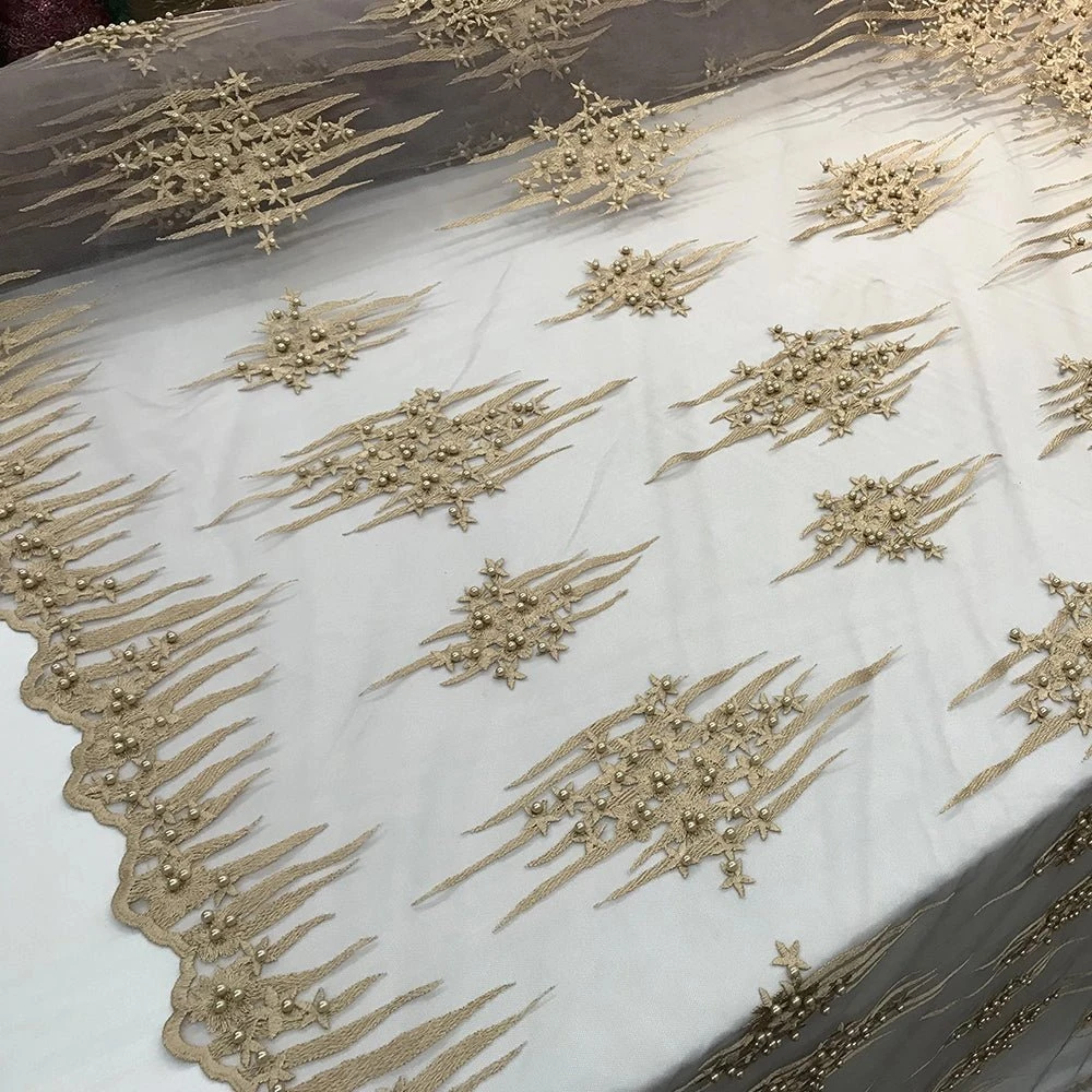 Beaded Embroidered Floral Mesh Dress Lace Fabric By Yard 9 Beaded Embroidered Floral Mesh Dress Lace Fabric By Yard - Image 7