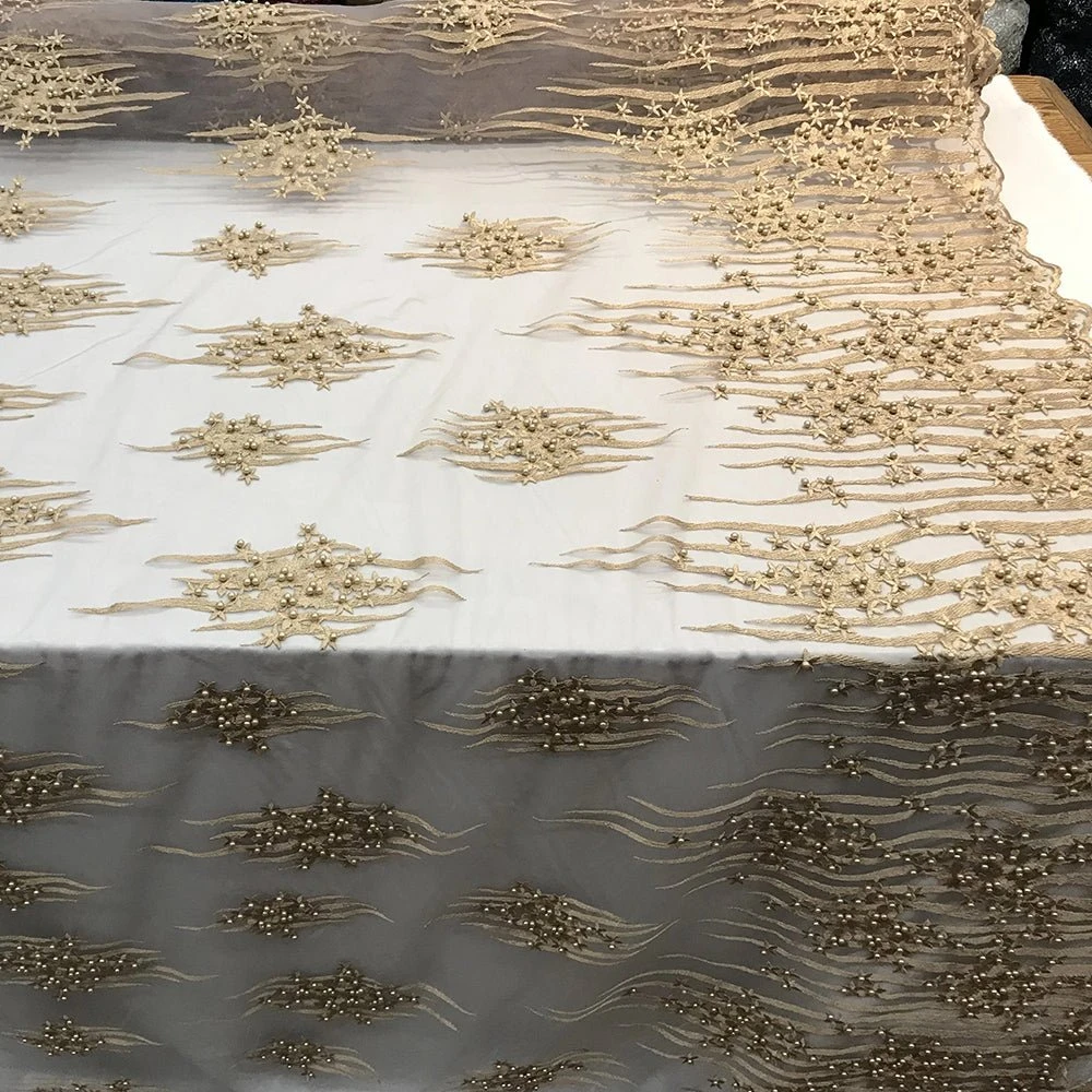 Beaded Embroidered Floral Mesh Dress Lace Fabric By Yard 10 Beaded Embroidered Floral Mesh Dress Lace Fabric By Yard - Image 8