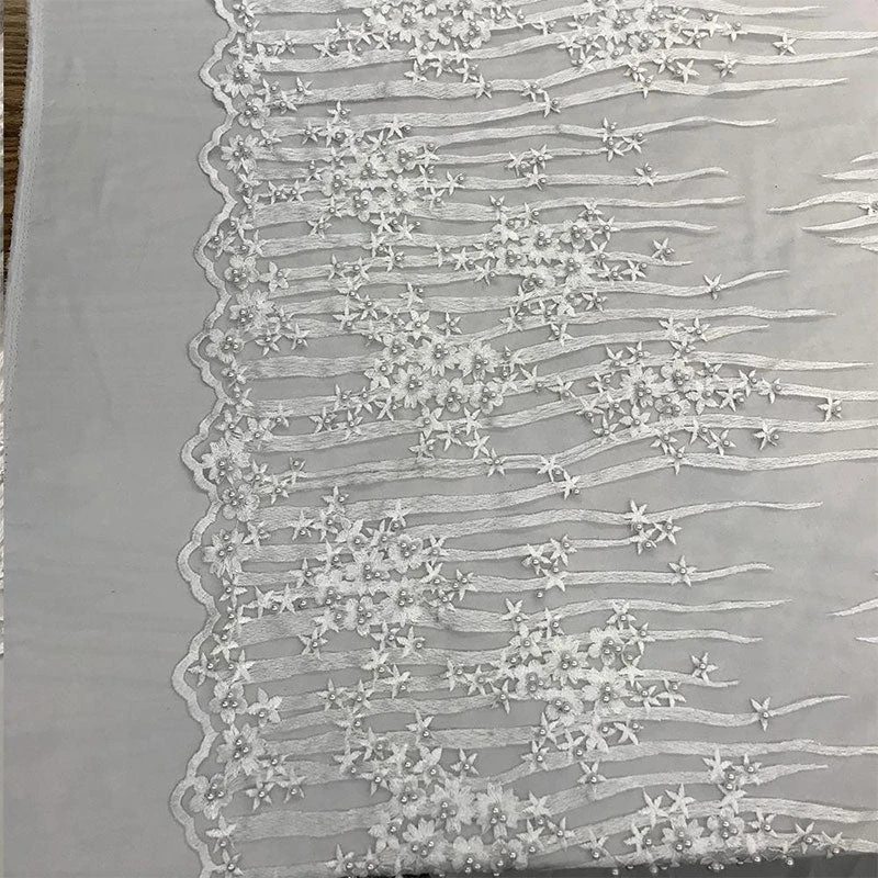 Beaded Embroidered Floral Mesh Dress Lace Fabric By Yard 20 Beaded Embroidered Floral Mesh Dress Lace Fabric By Yard - Image 18