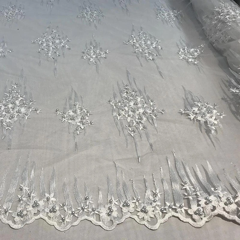 Beaded Embroidered Floral Mesh Dress Lace Fabric By Yard 18 Beaded Embroidered Floral Mesh Dress Lace Fabric By Yard - Image 16